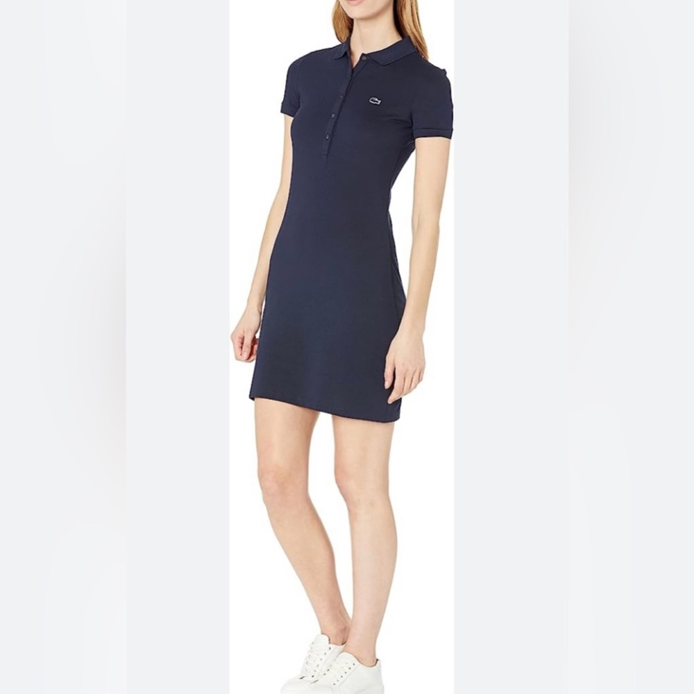 🦋Lacoste Women’s Short Sleeve Summer Sport Dress Stretch Mini Pique Polo Size36